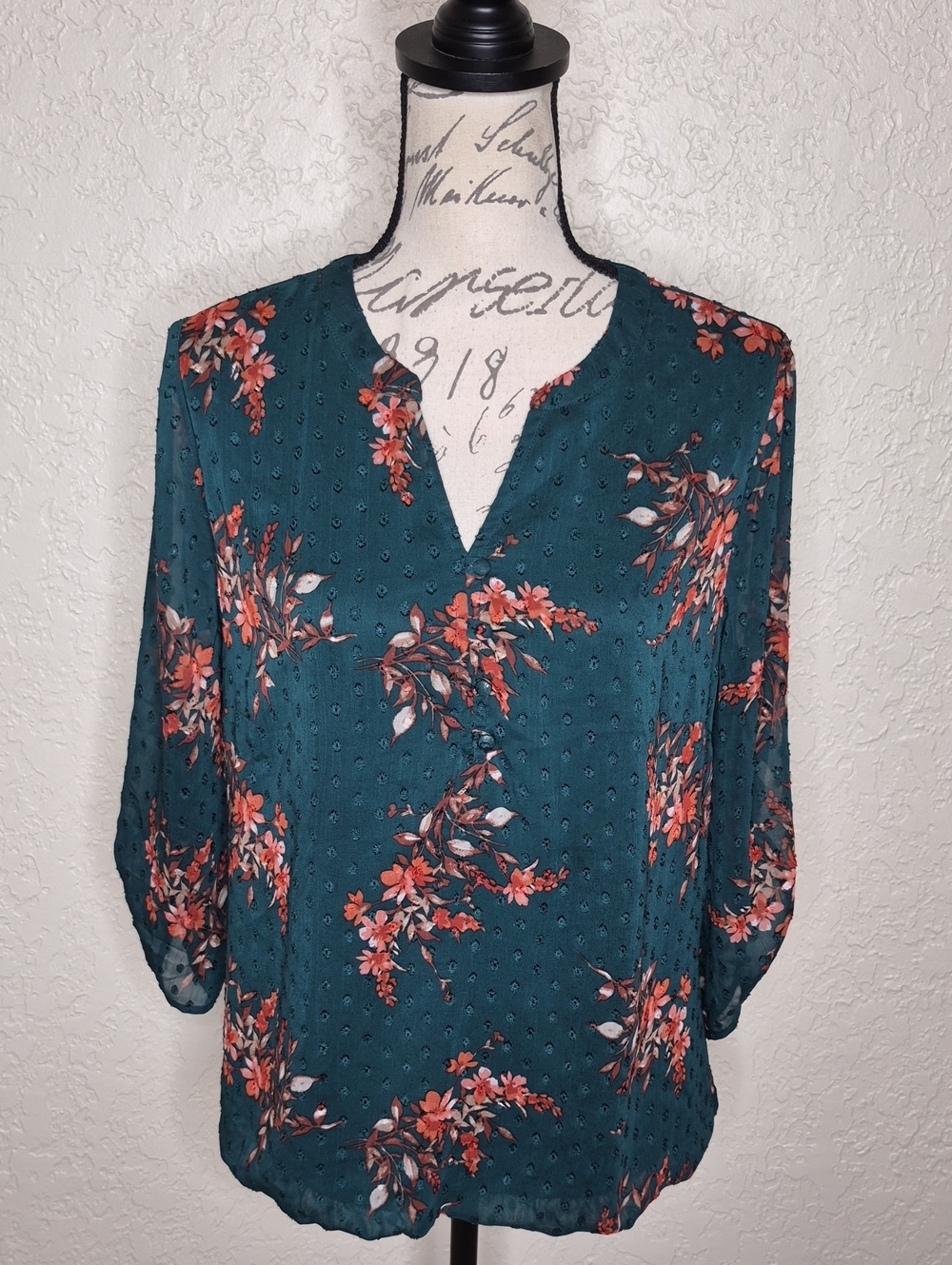 Sara Michelle Multicolored Floral Top Size Petite Large